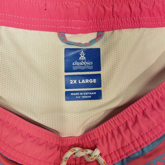Chubbies Rad O Rama Swim Shorts Mens 2XL 5" Blue Pink Geometric Aztec - Picture 3 of 6